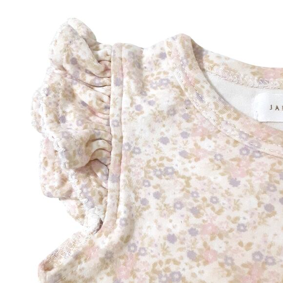 Jamie Kay Organic Cotton Ruffle Bodysuit 2pc Set Baby Girl 12mo Floral Cream - Picture 3 of 8